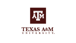 A brown and white logo for texas am university.