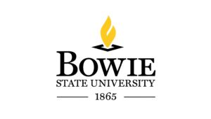 Bowie State University logo with flame.